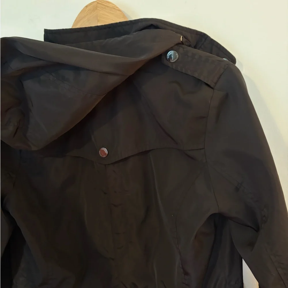 Michael Kors Black Zip Up Hooded Rain Utility Jacket